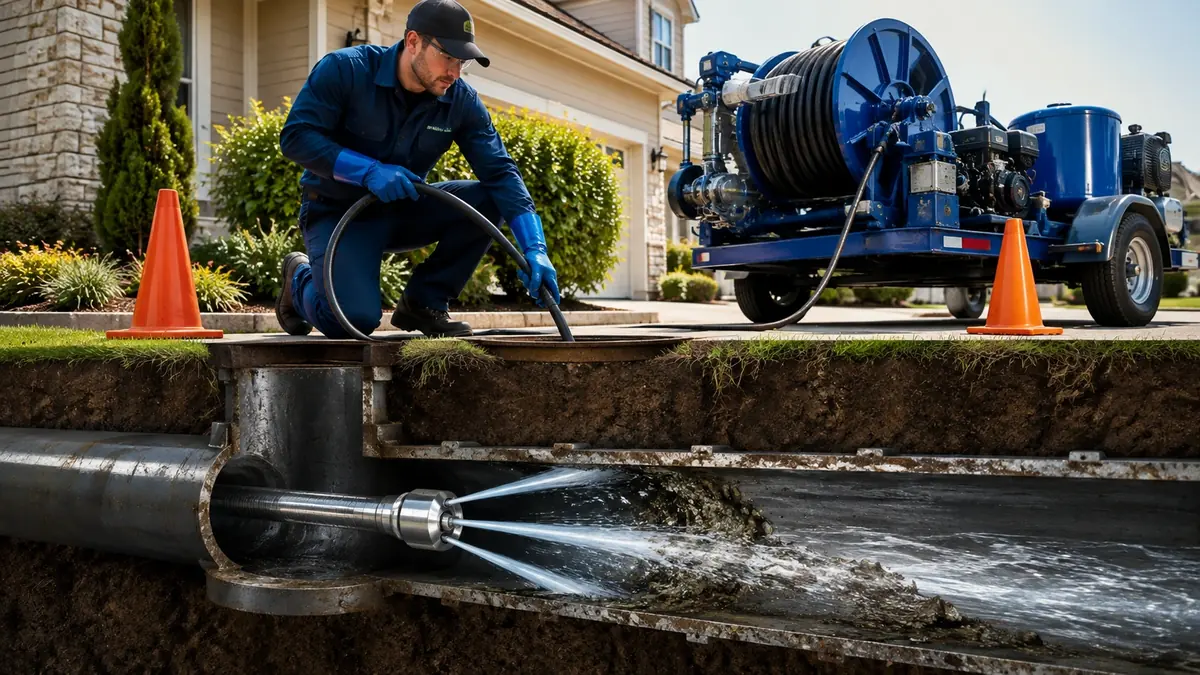 Main Sewer Line Hydro Jet Cleaning in Mc Farland